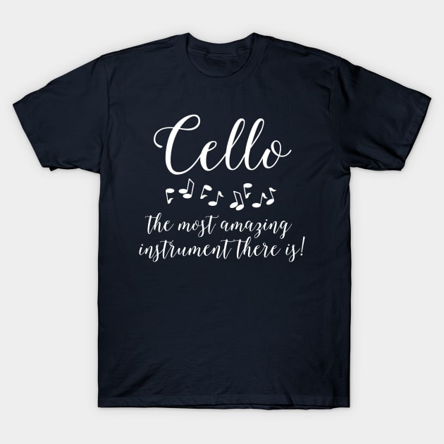 Amazing Cello White Text T-Shirt by Barthol Graphics